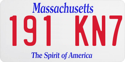 MA license plate 191KN7