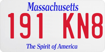 MA license plate 191KN8