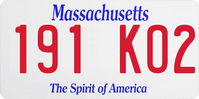 MA license plate 191KO2