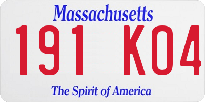 MA license plate 191KO4
