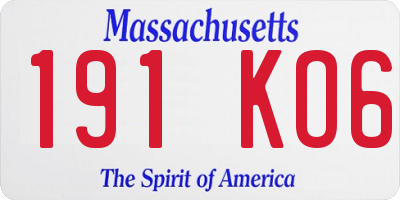 MA license plate 191KO6