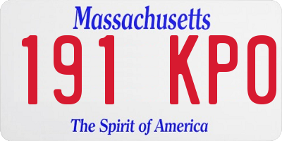 MA license plate 191KP0