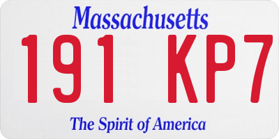 MA license plate 191KP7