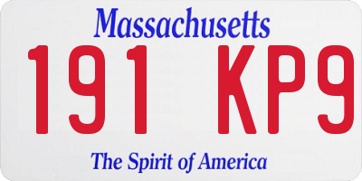 MA license plate 191KP9