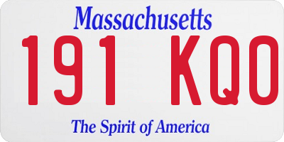 MA license plate 191KQ0