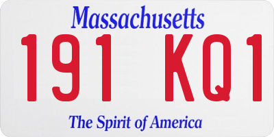 MA license plate 191KQ1