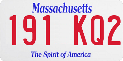 MA license plate 191KQ2