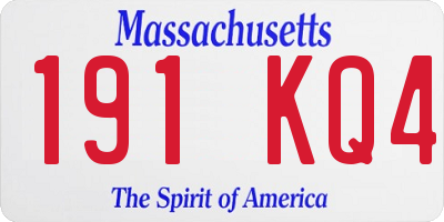 MA license plate 191KQ4