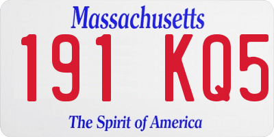 MA license plate 191KQ5