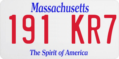 MA license plate 191KR7