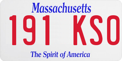 MA license plate 191KS0