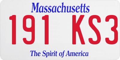 MA license plate 191KS3