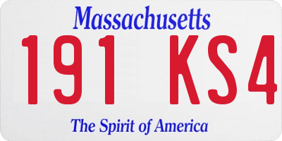 MA license plate 191KS4