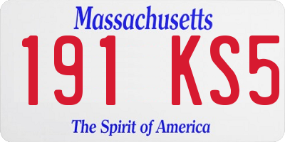 MA license plate 191KS5