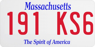MA license plate 191KS6