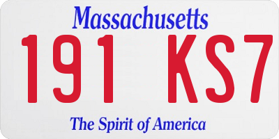 MA license plate 191KS7