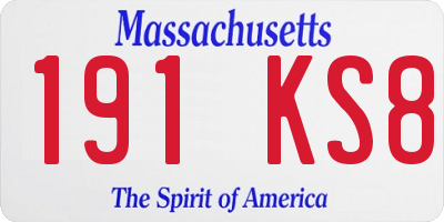 MA license plate 191KS8