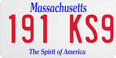 MA license plate 191KS9