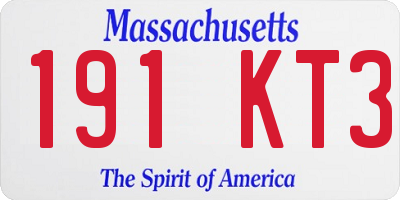 MA license plate 191KT3
