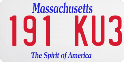 MA license plate 191KU3