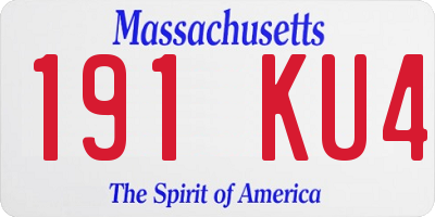 MA license plate 191KU4