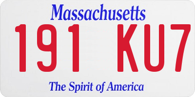 MA license plate 191KU7