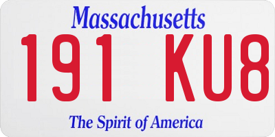 MA license plate 191KU8