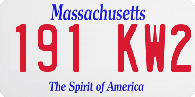 MA license plate 191KW2