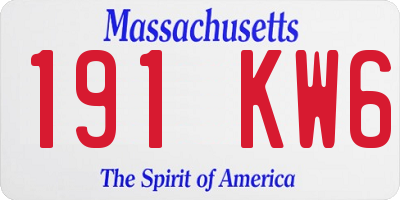 MA license plate 191KW6
