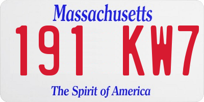 MA license plate 191KW7