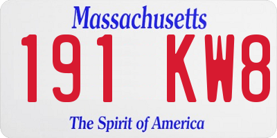 MA license plate 191KW8
