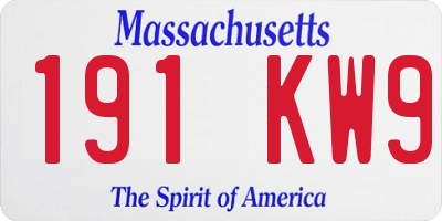 MA license plate 191KW9