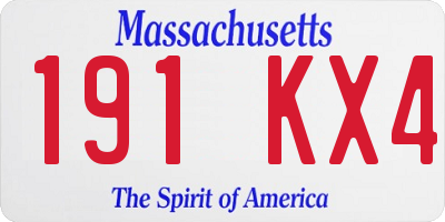 MA license plate 191KX4