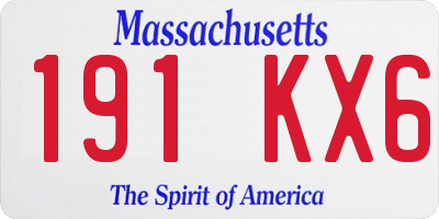MA license plate 191KX6