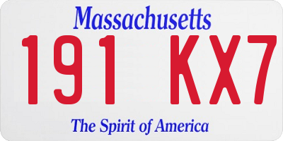 MA license plate 191KX7