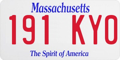 MA license plate 191KY0
