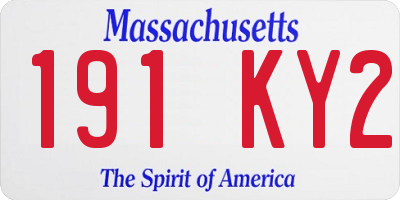MA license plate 191KY2