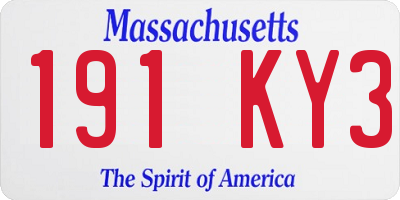 MA license plate 191KY3