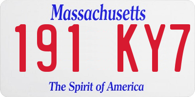 MA license plate 191KY7
