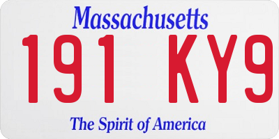 MA license plate 191KY9