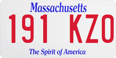 MA license plate 191KZ0
