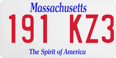 MA license plate 191KZ3