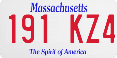 MA license plate 191KZ4