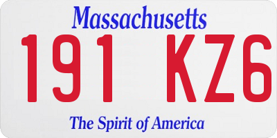 MA license plate 191KZ6