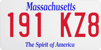 MA license plate 191KZ8