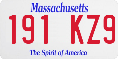MA license plate 191KZ9