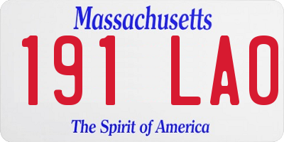 MA license plate 191LA0