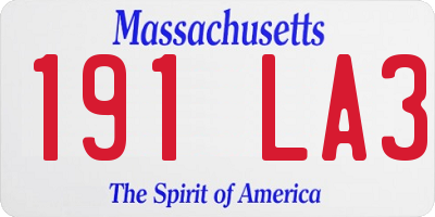 MA license plate 191LA3