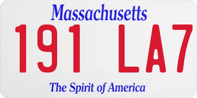MA license plate 191LA7