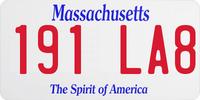 MA license plate 191LA8